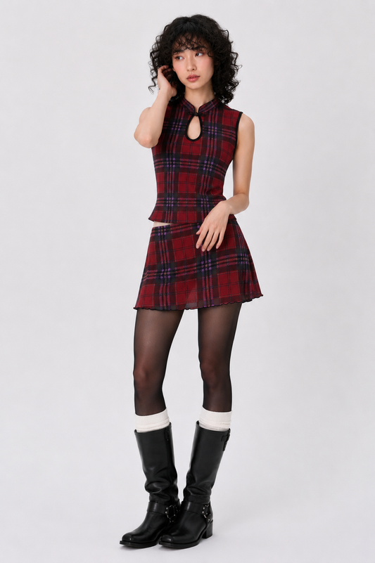 FALDA TARTÁN ROJA