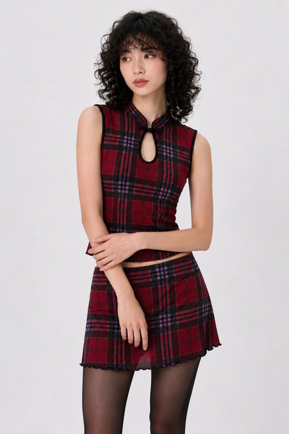 FALDA YUNA TARTÁN ROJA