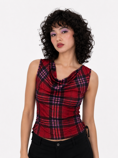TOP LINA TARTÁN ROJO