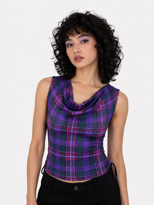 TOP LINA TARTÁN MORADO