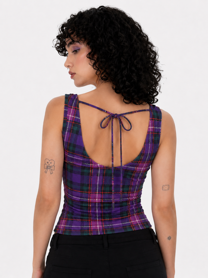 TOP LINA TARTÁN MORADO