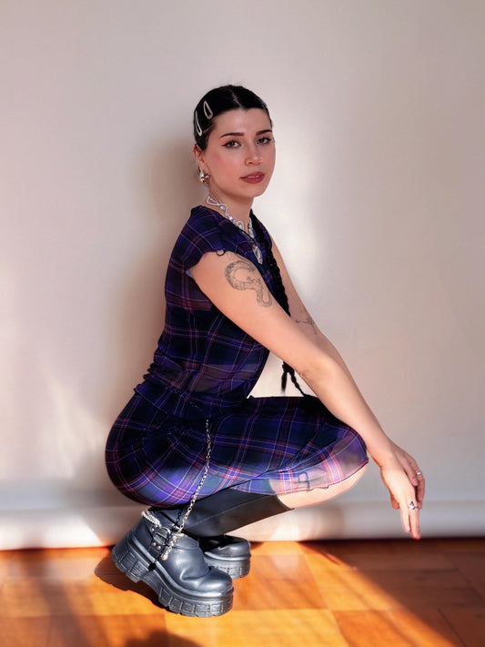 FALDA TARTÁN MORADO