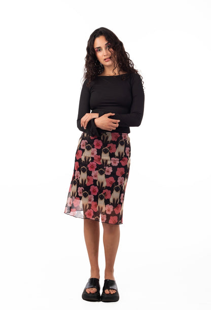 FALDA MIDI GATITO SIAMÉS