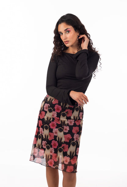 FALDA MIDI GATITO SIAMÉS