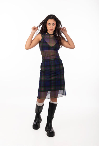 FALDA MIDI LONDON GREEN