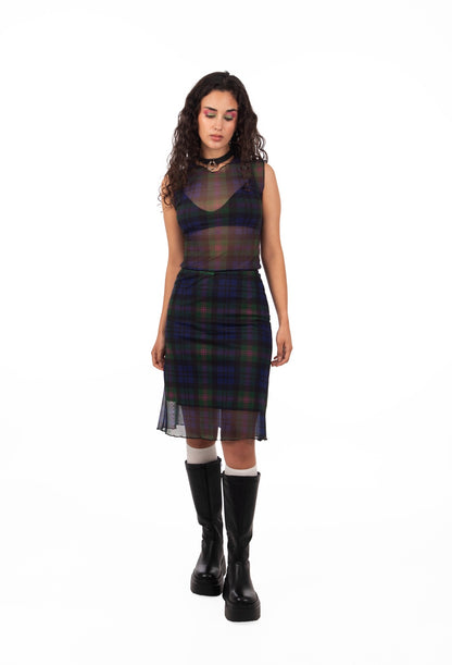 FALDA MIDI LONDON GREEN