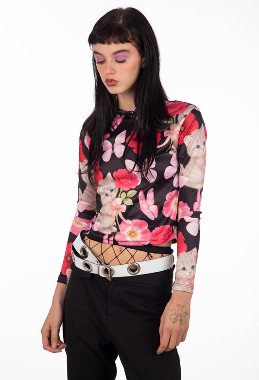 TOP GATITO ROMÁNTICO